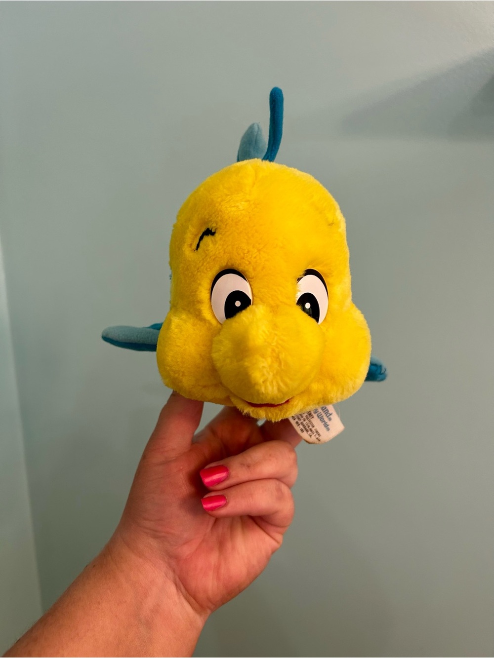 VTG Little Mermaid Flounder Plush Stuffed Toy Disneyland Walt Disney World 7”